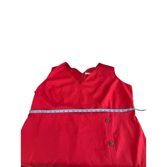 Loft Plus Red Sleeveless V-Neck Classic Casual Basic Sleeveless Dress‎ Size 22 - Picture 10 of 12
